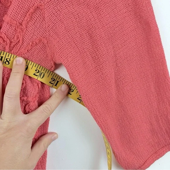 Focus Casual Life Top Womens Large Gauze Lagenlook Artsy Pink Pockets Cardigan - Picture 7 of 8